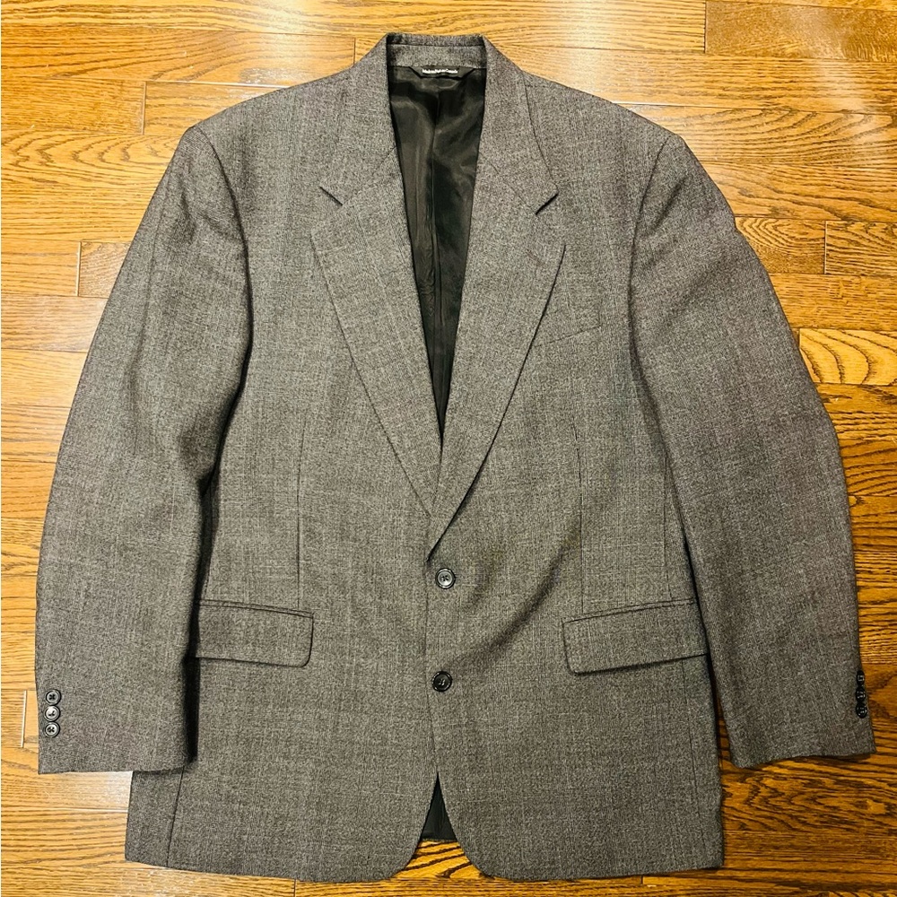 Aquascutum Men’s Gray Wool Blazer – 42L – Made in Canada – Classic Check